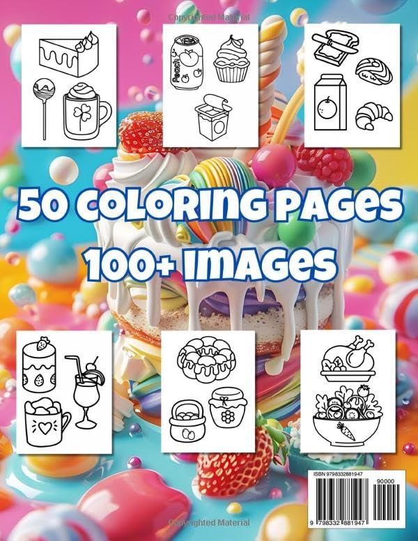 Food Snacks and Sweets Coloring Book - Back