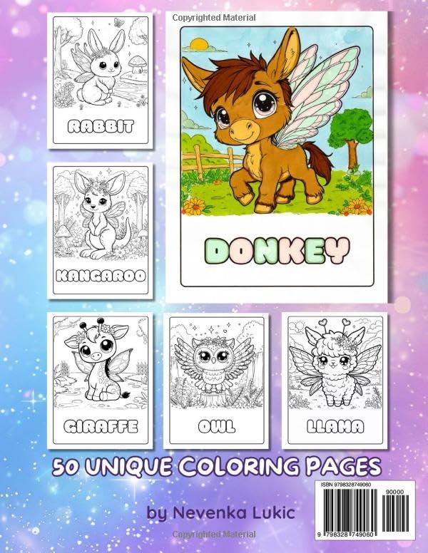 Cute Magical Animals Coloring Book - Back