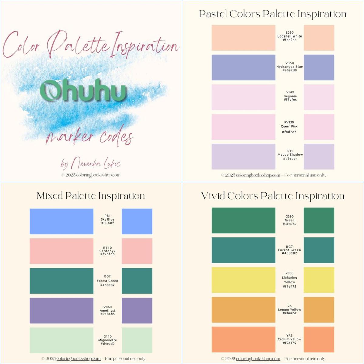 Ohuhu Color Guide - 40 Perfect Color Palettes